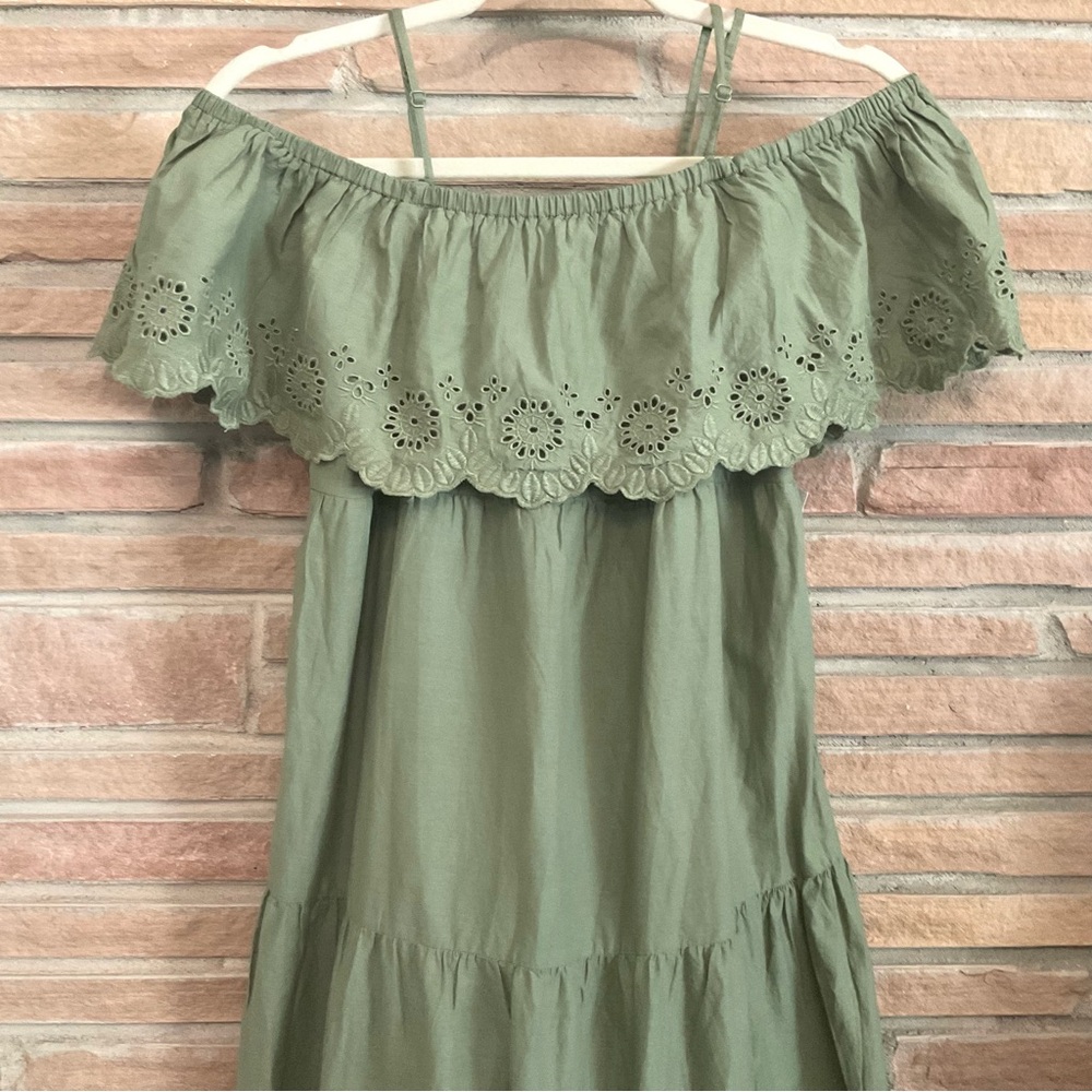 Green Cotton Maxi Dress Boho Cottagecore - Picture 6 of 12